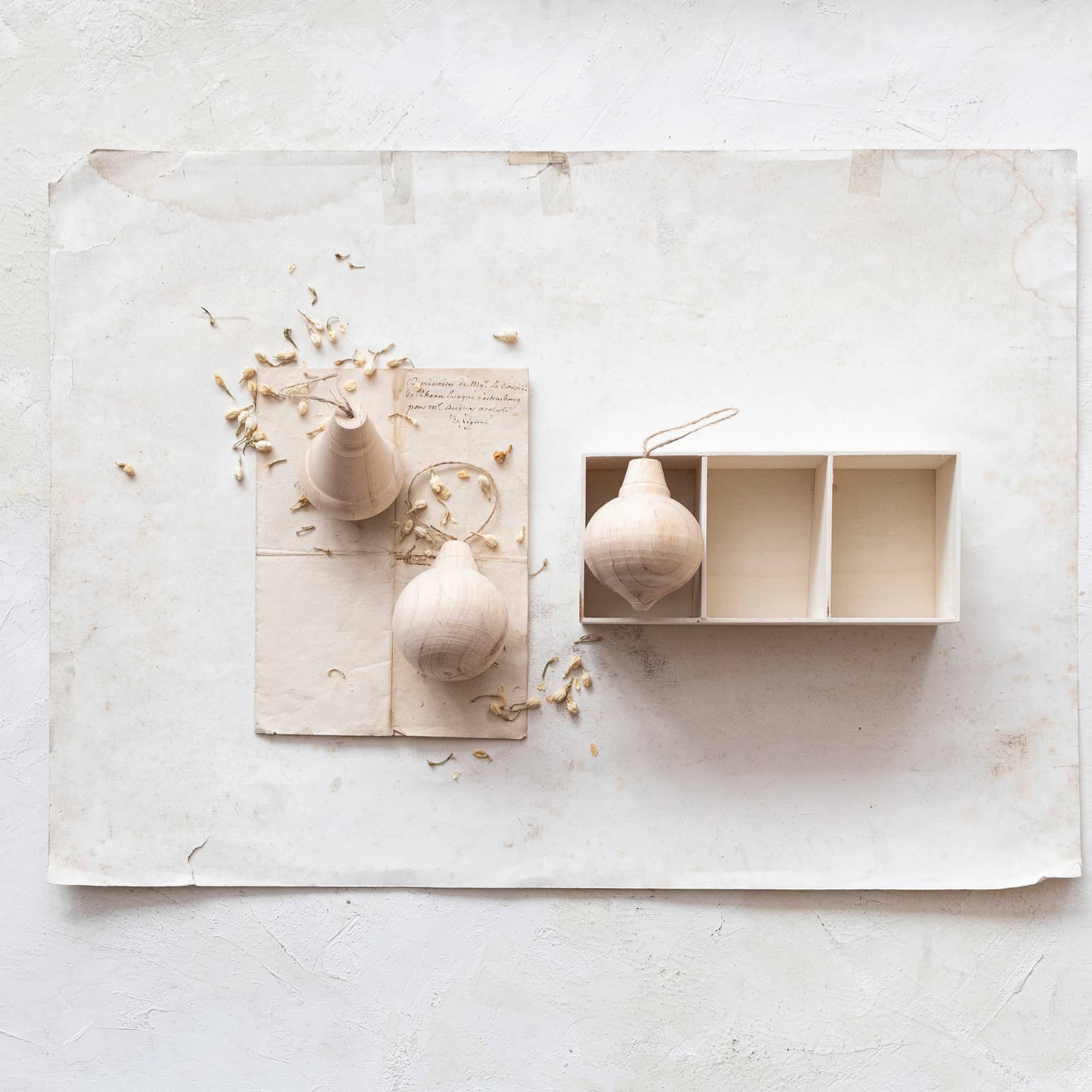 Hello Honey® Natural Round Carved Wood Ornaments Set